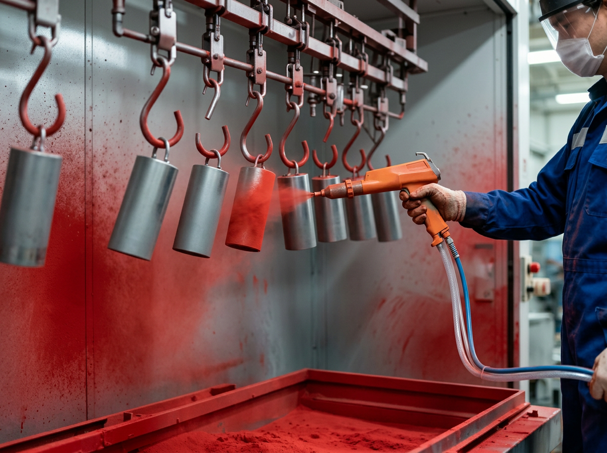 Pulverbeschichtung eines Metallbauteils